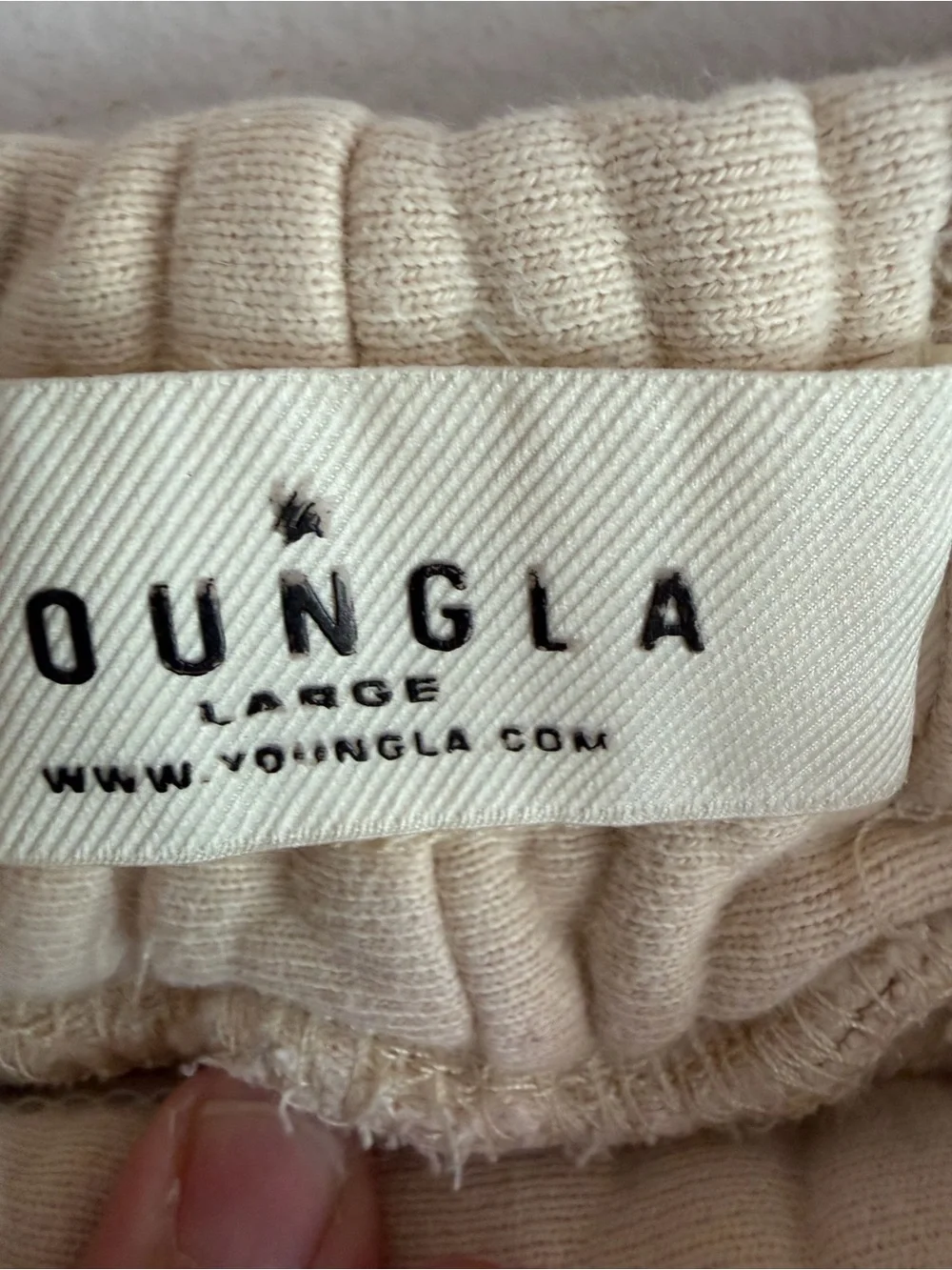 YoungLA Dreamer Cream Embroidered Crane Jogger Sweatpants Large